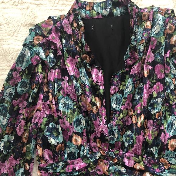 Zara Black Floral Print Button Front Mini Dress - Picture 4 of 7